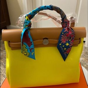 SOLD!!Authentic Brand New Hermes Herbag 31 in Lime & Rouge Grenat PHW